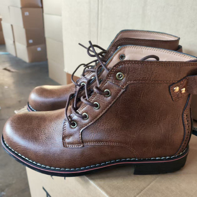 Leatherwork Uk - Motorcycle Boots American Casual Leather Shoes