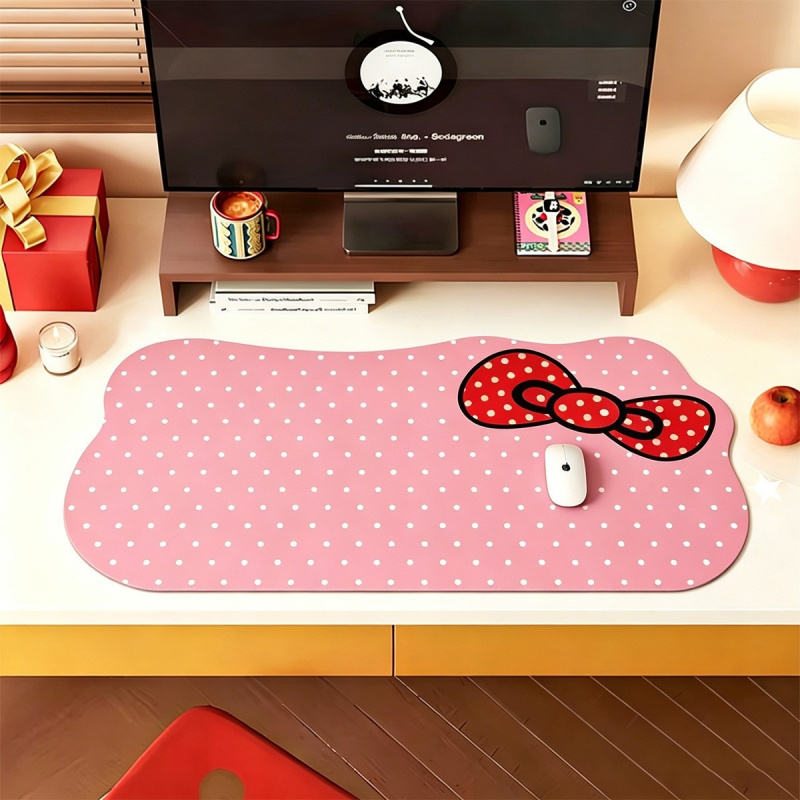 Unique Leather Work - Unique Leopard-Print Hello Kitty-Themed Leather Mouse