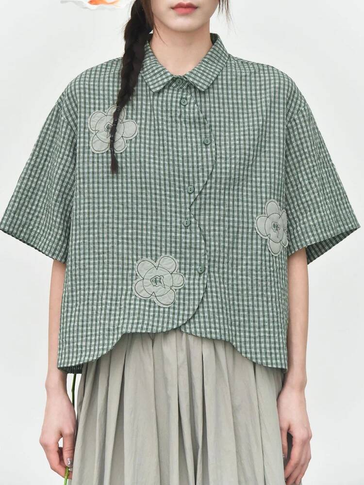Green Plaid Women Flower Patch - Leatherwork Flowers recensie en prijs