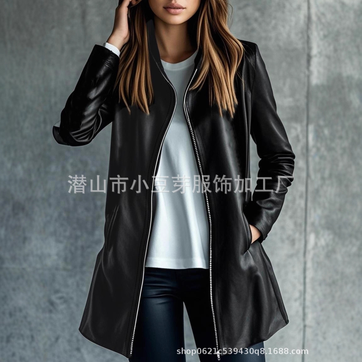 Women Mid Length Coats Zipper  - Leather Work Jacket Women'S recensie en prijs