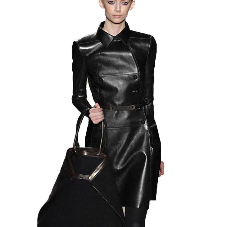 Double-breasted Long Leather T - Leather Work Jacket Women'S recensie en prijs