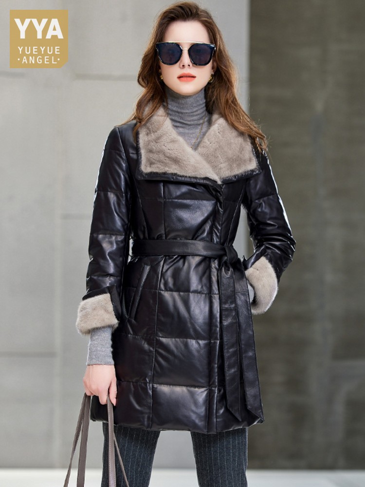 Elegant Ladies Mink Fur Collar - Leather Work Jacket Women'S recensie en prijs
