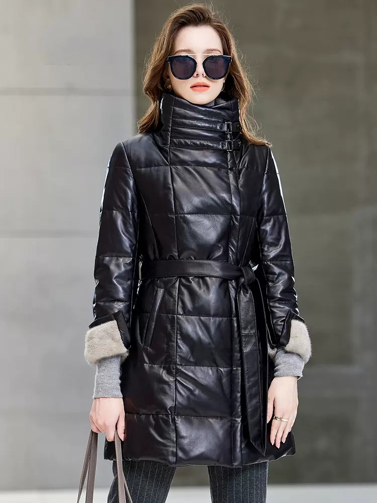 Elegant Ladies Mink Fur Collar - Leather Work Jacket Women'S recensie en prijs