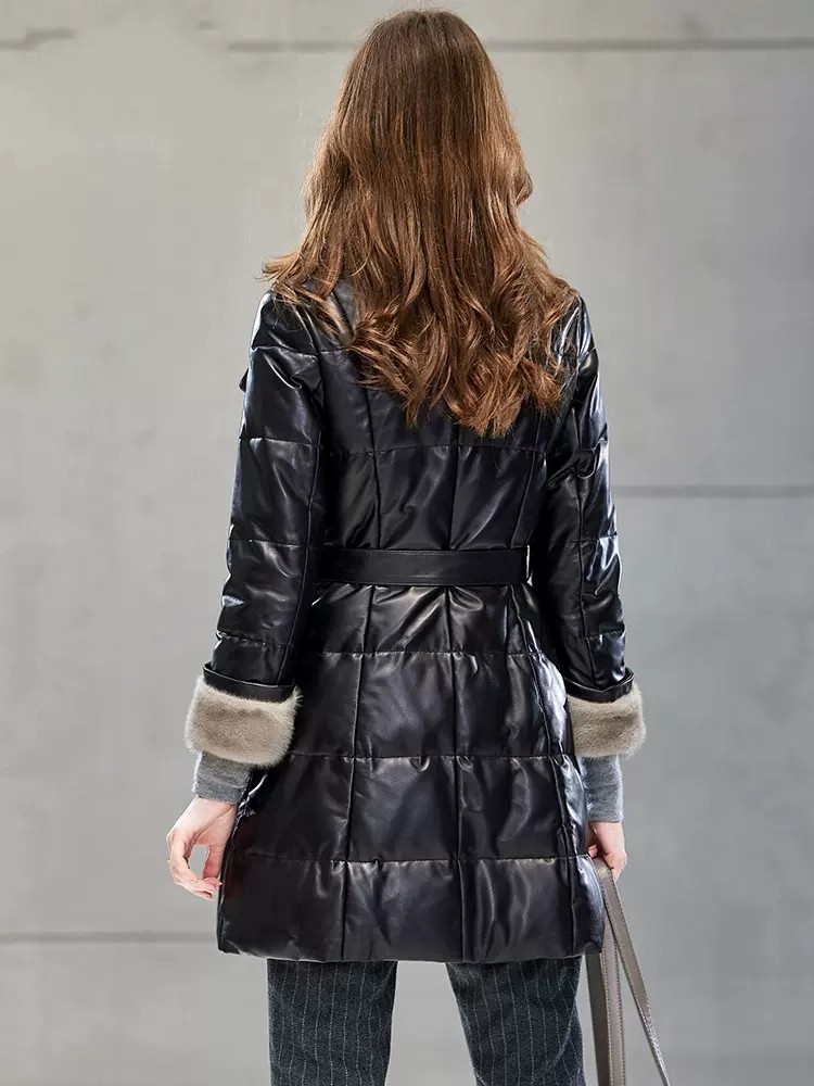 Elegant Ladies Mink Fur Collar - Leather Work Jacket Women'S recensie en prijs