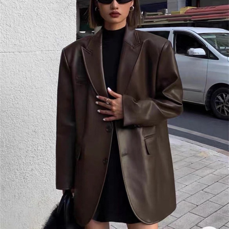 Autumn Winter PU Leather Busin - Leather Work Jacket Women'S recensie en prijs