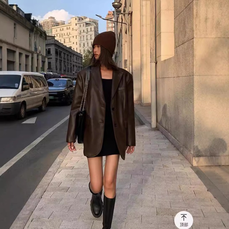 Autumn Winter PU Leather Busin - Leather Work Jacket Women'S recensie en prijs