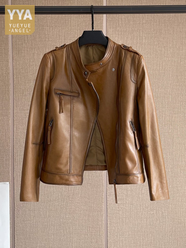 Oil Wax Sheepskin Jacket Women - Leather Work Jacket Women'S recensie en prijs