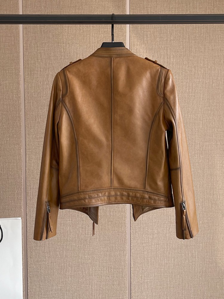 Oil Wax Sheepskin Jacket Women - Leather Work Jacket Women'S recensie en prijs
