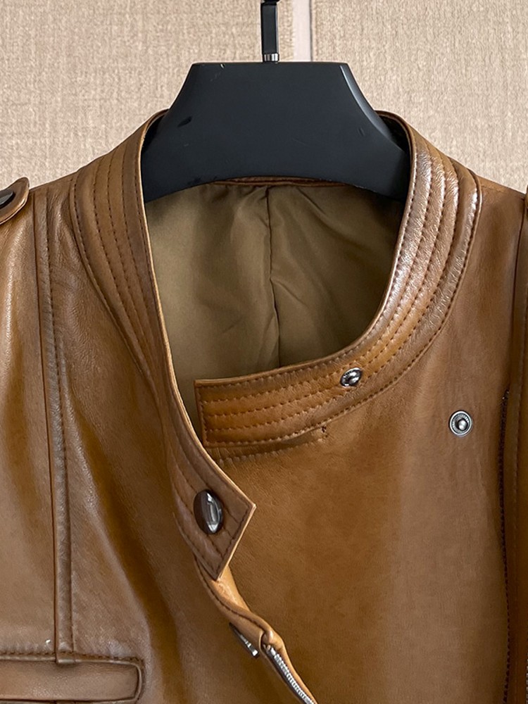 Oil Wax Sheepskin Jacket Women - Leather Work Jacket Women'S recensie en prijs
