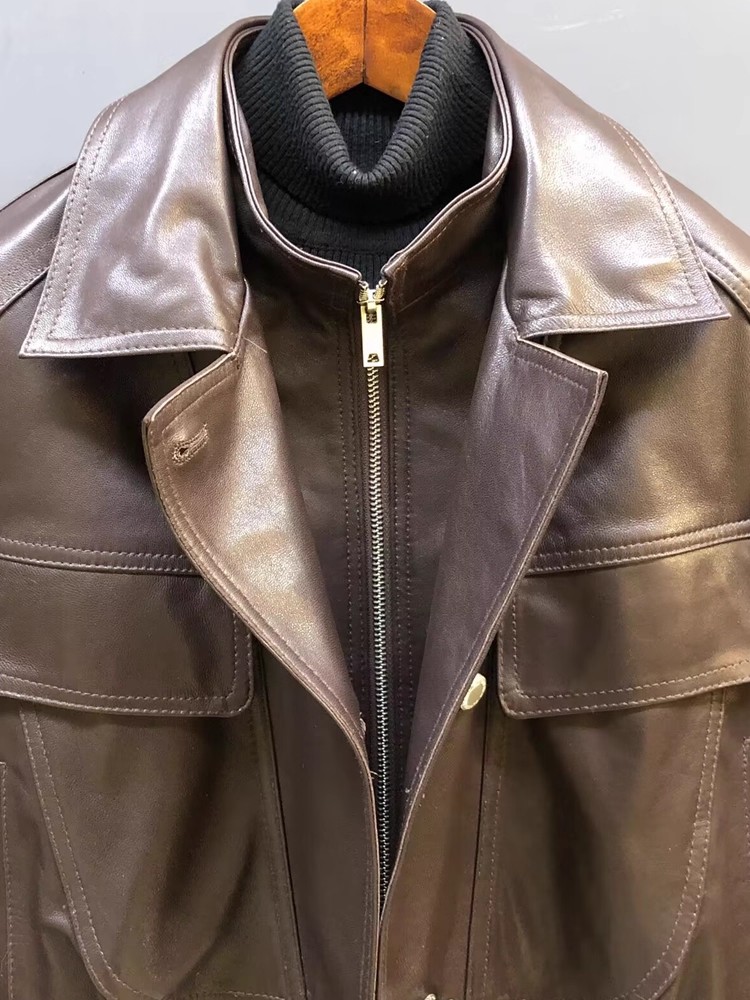 Designer Women Double Collar W - Leather Work Jacket Women'S recensie en prijs