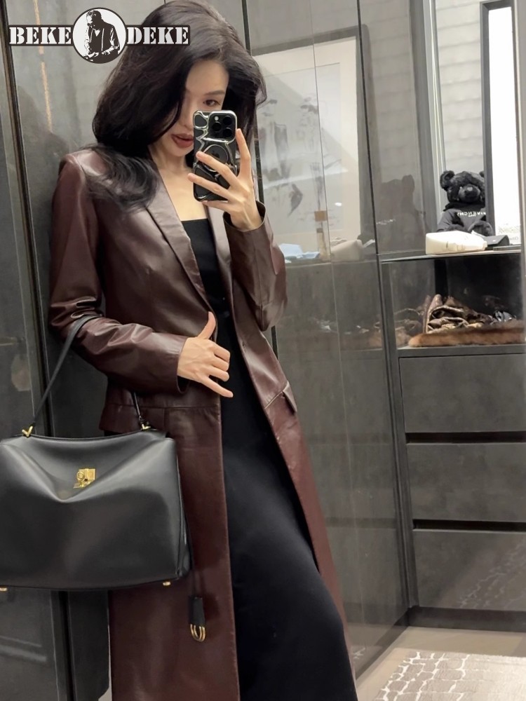 Italian Designer Women Long Sh - Leather Work Jacket Women'S recensie en prijs