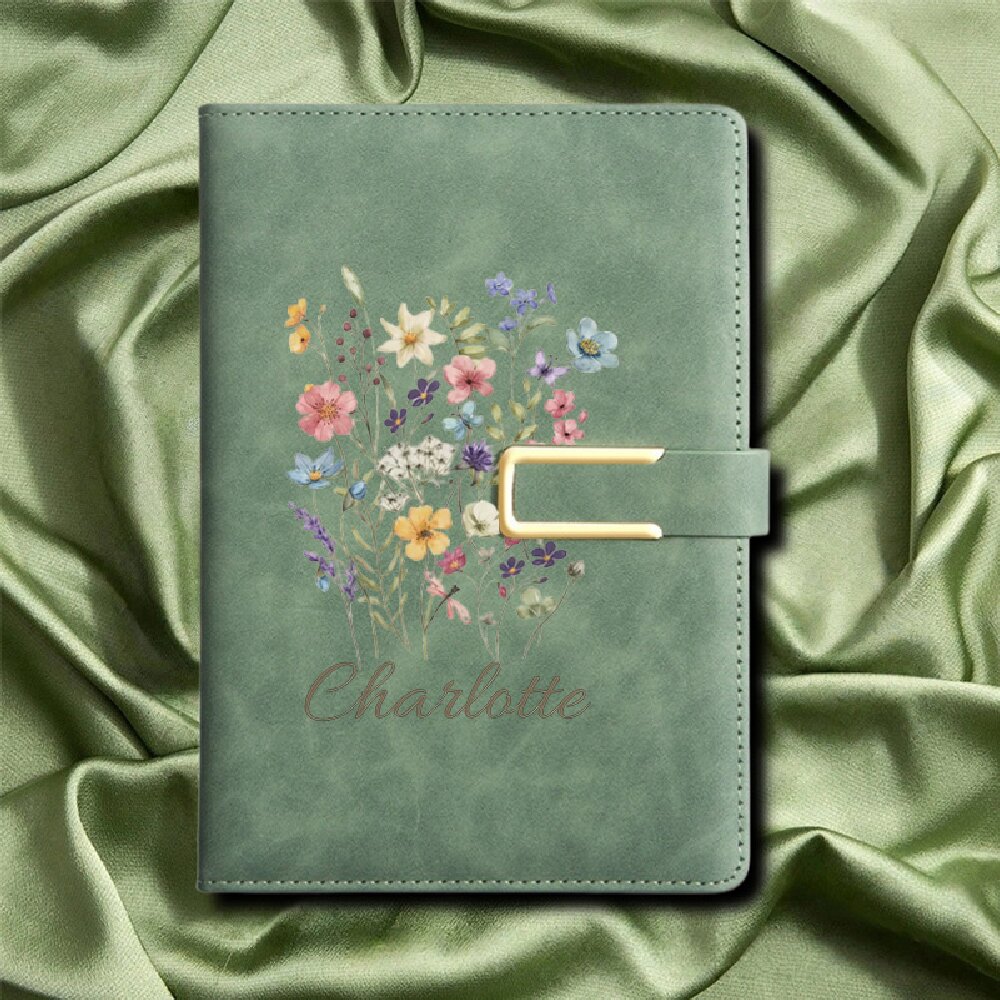 A5 Floral Monogram Custom Name - Leatherwork Journal recensie en prijs
