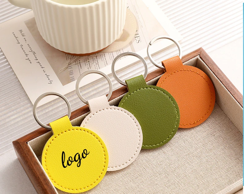 Laser Engrave Name Round PU Le - Leatherwork Keychain recensie en prijs